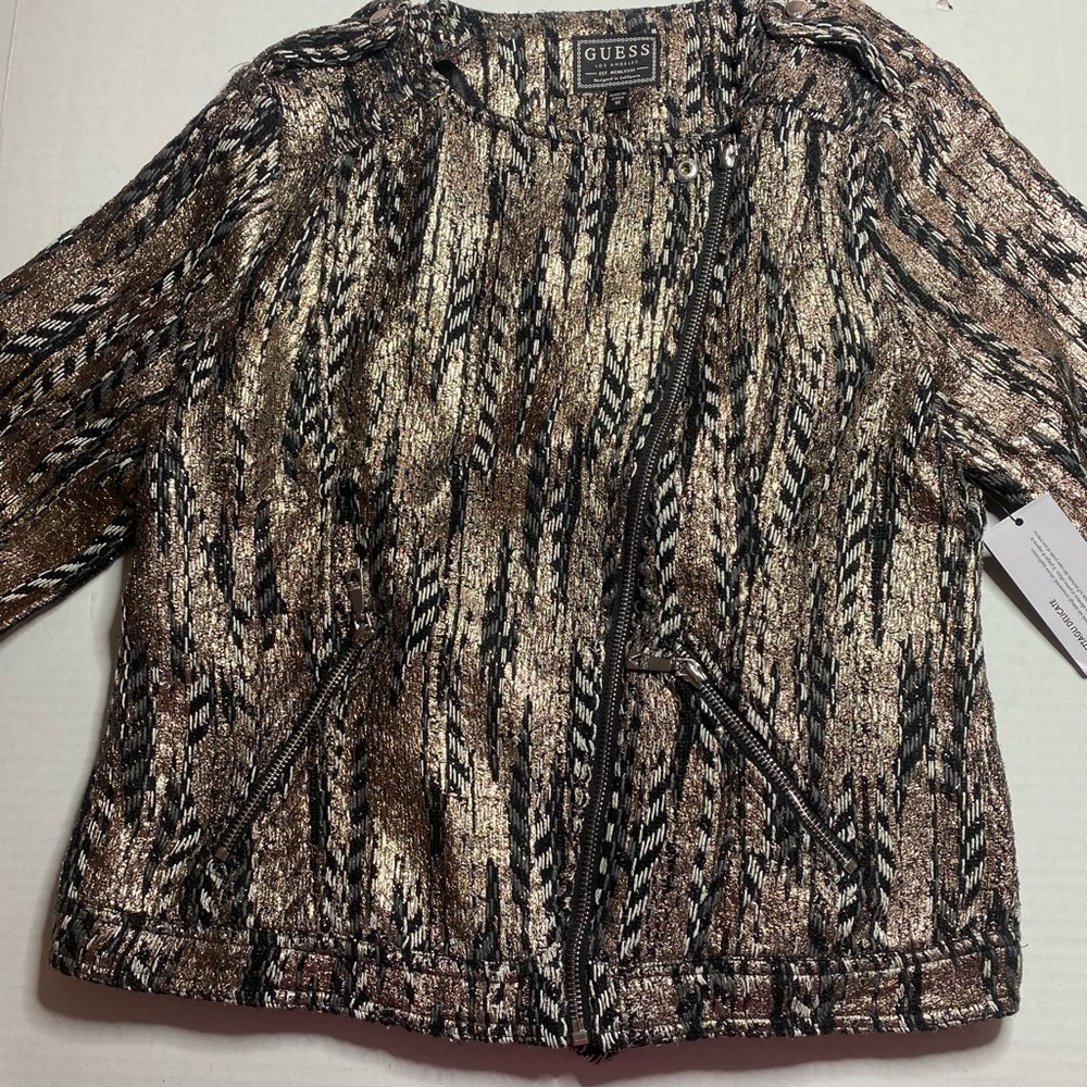 New Guess Teeya Metallic Moto jacket